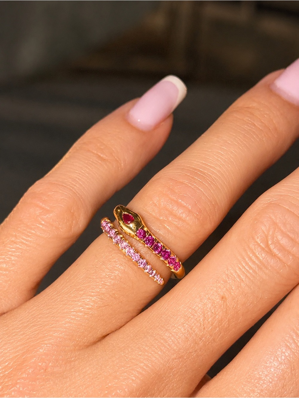 Fancy Pink ring  100% 925 Sterling Silver with gold finish